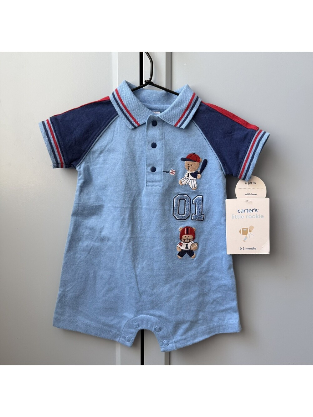 Baby Boy Clothes New Vintage Carter's 3 Month Sport Bear Romper Outfit